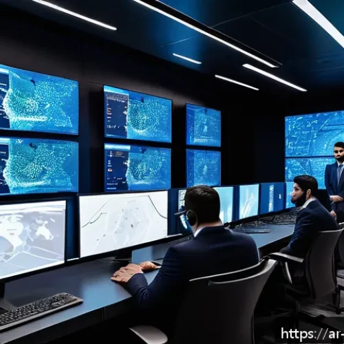 보안 관련 업계 뉴스 분석 및 트렌드 - A modern Middle Eastern cybersecurity operations center with diverse Arab professionals working inte...